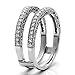 Sterling Silver Contour Ring Guard with Millgrained Edges and Filigree Cut Out Design with Cubic Zirconia (0.26 ct. tw.)