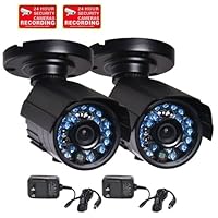 VideoSecu 2 Pack of Built-in Sony Color CCD IR Outdoor Day Night Vision CCTV Audio Security Cameras Weatherproof 3.6mm Wide Angle View Lens 20 Infrared LEDs for Home DVR Surveillance System with Power Supplies and Free Security Warning Decals WH4