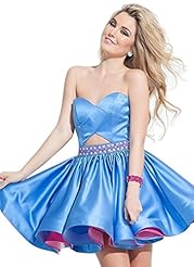 Sweetheart Beaded Satin Short Homecoming Dress/Prom Dress  With a Sash 
