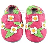 Baby Daisy Chain Applique Slip-On Leather Shoes - Pink Multi