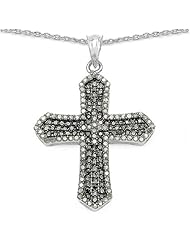 1.45 Carat Genuine Black and White Diamond Sterling Silver Pendant