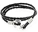Regetta Jewelry Anchor Black Braided Double Wrap Leather Wristband with Anchor Clasp