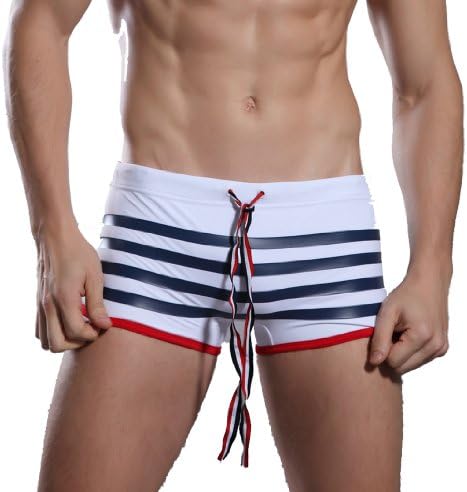 Wantdo Swimwear Trunks Shorts Tie Elastic Briefs(White,Medium)