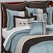 10 PC. MODERN BED IN A BAG SUPER SET W/ MATCHING DECORATIVE PILLOWS, QUEEN, BLUE