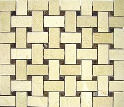 Crema Marfil Basketweave Mosaic Tile $14.89SF (Minimum order 5SF)