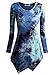 DJT Womens Tie Dyed Hankerchief Hemline Tunic Top Medium #17 Bright Blue