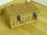 from Terracotta Spice Small Buff Wicker Empty Hamper Gift Basket with Leather Straps 35cm