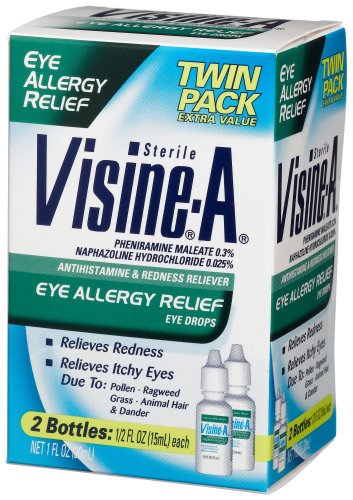 Visine-A Allergy Relief Eye Drops, 2-Count, 0.5-Ounce Bottles (Pack of 4)