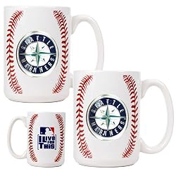 Seattle Mariners MLB 2pc Ceramic Gameball Mug Set - Primary Logo by Great American Products