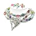 Multi Stone Glass Ball Metal Casting Heart Pendant Necklace Earring Set