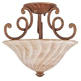 Globe Etruscan One-Light Flush Mount Ceiling Fixture, Gold with Whitewashed Globe #61205