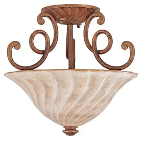 Globe Etruscan One-Light Flush Mount Ceiling Fixture, Gold with Whitewashed Globe #61205 by Globe Electric