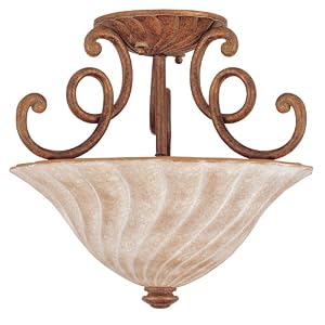 Globe Etruscan One-Light Flush Mount Ceiling Fixture, Gold with Whitewashed Globe #61205 by Globe Electric