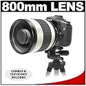 Rokinon 800mm f/8.0 Multi-Coated Mirror Lens for Canon EOS Rebel XSi, XS, XTi, XT, T1i, 5D, 30D, 40D & 50D Digital SLR Cameras