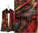 ULRIKE Oblong Chiffon Silk Scarf - Planetary circles of copper oxide and taupe on a t...