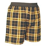 Black and Gold (Yellow) Plaid Check Cotton Flannel Plaid check boxers boxer shorts available in 5 adult sizes exposed waist false fly