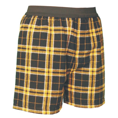 Black and Gold (Yellow) Plaid Check Cotton Flannel Plaid check boxers boxer shorts... by