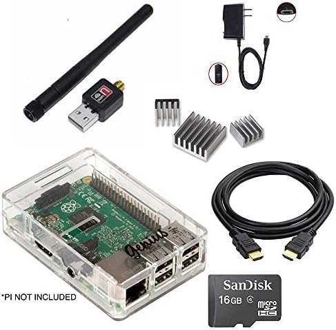 Raspberry Pi 3 Starter Kit with NOOBs Pre-Loaded 16GB SD Card - Black Case - Power Supply - HDMI Cable - Heat Sink - Raspberry Pi Not Included