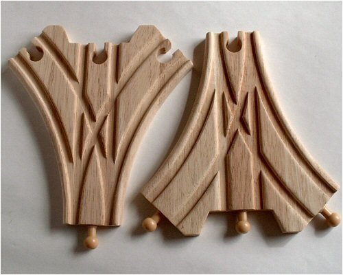 Childrens Toyshop  Toys : Wooden Train Track - 2 x Three Way Points (compatible with other leading brands) - Bigjigs Rail