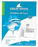 Great White(R) MultiUse 20 Paper, 8 1/2in. x 11in., 20 Lb., 92 Brightness, Ream Of 500 Sheets
