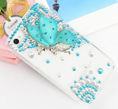 Handmade Luxury Designer Bling 3D Colorful Special Crystal Angle Wing Genius Case Cover For Motorola Smart Mobile Phones (Moto X / X Phone (2013), Mint)