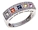 14K White Gold Multi Color Sapphire Ring