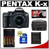 Pentax K-x Digital SLR Camera (Black) with 18-55mm Zoom Lens + 8GB SDHC Card + AA Batteries & Charger + Case + Accessory Kit