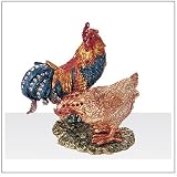 Jewelry Trinket Box with Crystal - Chickens Design