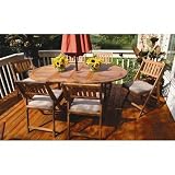 Outdoor Interiors S10555 7-Piece Fold and Store Table Set, Eucalyptus, All Wood