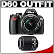 Nikon D60 Digital SLR Camera with 18-55mm AF-S VR Zoom Lens + Nikon 55-200mm AF-S Zoom Lens