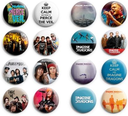 Pierce the Veil / Imagine Dragons Pinback Buttons 16Pcs 1.25 inch Mix Set