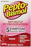 Pepto-Bismol Cherry Chewables 5 Symptom Relief, Including Upset Stomach & Diarrhea 48 Count