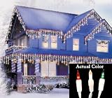 Pack of 600 Red, White & Green Commercial Icicle Christmas Lights - White Wire