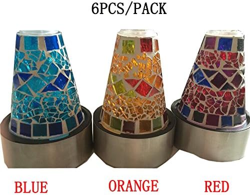 HOMEAN Solar Led lights GRDE Solar Mosaic Border Garden Post Lights Garden Decoration Stake Lights Christmas Gift with ON/OFF Switch (6 Pack)