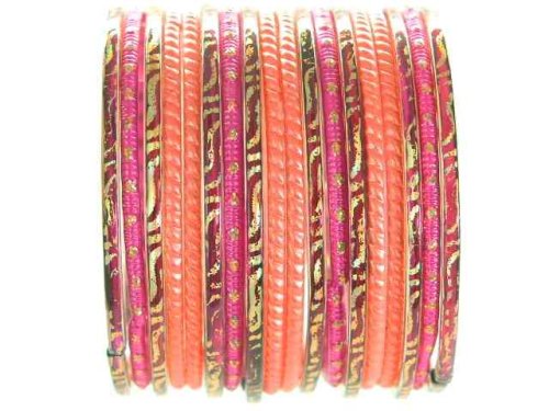 Click here to buy Beachcombers! Ethnic Glass Indian Wedding Bridal Bollywood Bangles Belly Dance Bracelets Set Peach....