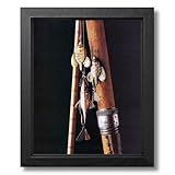 IMAGE OF Vintage Old Wood Fishing Pole And Lures Picture Framed Art Print