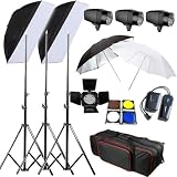 BPS 540 W 540 W Professional Studio di illuminazione Flash Strobe Kit Set per la Fotografia, sono disponibili 3x 180 watt Luci stroboscopiche,3x stativi ,2x ombrelli,2x softbox 50* 70cm,1x trigger wireless ,1x Alette, 1x Carrybagdi BPS