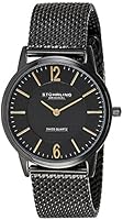 Stuhrling Original Classic Somerset Elite Men's Quartz Watch with Black Dial Analogue Display and Black Stainless Steel Plated Bracelet 122.33551