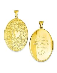 14K Gold Celtic Oval Heart Locket Pendant Jewelry