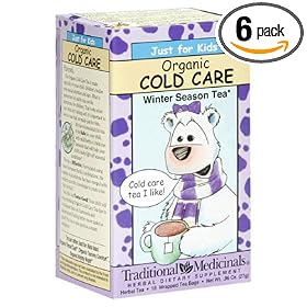 Traditional Medicinals Just for Kids Organic Cold Care, 18-Count Boxes (Pack of 6)