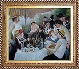 IMAGE OF Luncheon of the Boating Party, Renoir Replica Oil Painting, with Exquisite Dark Gold Wood Frame 26.5 x 30.5 inches