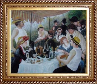 Luncheon of the Boating Party, Renoir Replica Oil Painting, with Exquisite Dark Gold Wood Frame 26.5 x 30.5 inches