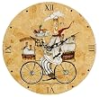Set of 2 Bicycling French Chef Kitchen Wall Clocks 8"