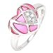 14k White Gold Pink Enamel Diamond Heart Ring (I/I1)