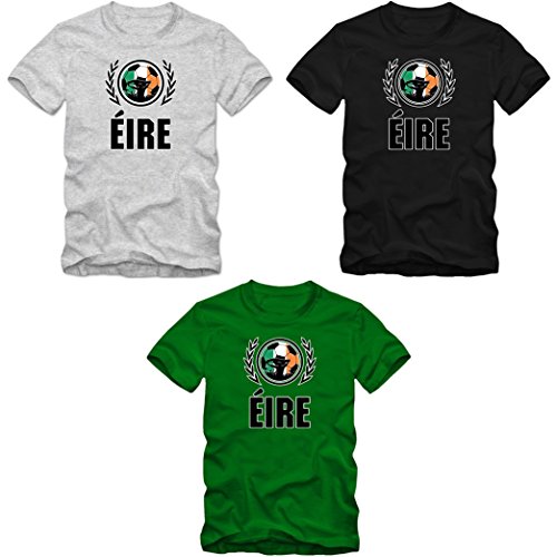 Fußball-Irland #2 EM-T-Shirt | Herren | Trikot | Nationalmannschaft, Farbe:Graumeliert (Grey Melange L190);Größe:L