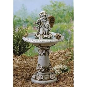 23 Joseph's Studio Bird Bath with Angel and Verse Outdoor Garden Statue by 
