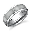 Flat Edge Brush Finish with Cross Laser Pattern 7 mm Comfort Fit Mens Tungsten Wedding Band Ring Size 8 to 13 Free Shipping