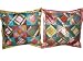 Decorative Cushion-2 Dark Chocolate Sari Blue Zari Borders Toss Pillow Cushion Covers Free Shipping