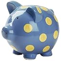 Elegant Baby Ceramic Polka Dot Piggy Bank Blue