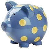 Elegant Baby Ceramic Polka Dot Piggy Bank Blue